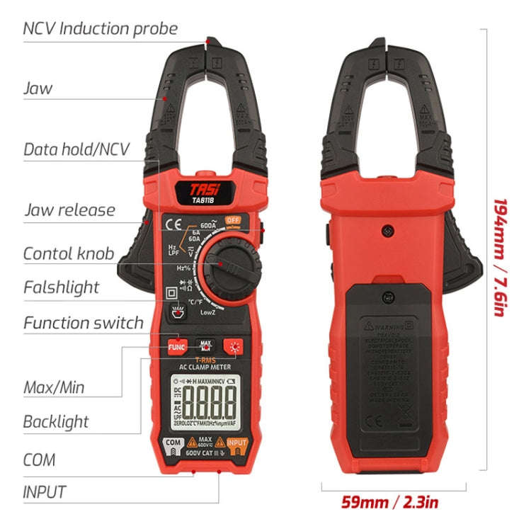 TASI TA811A Clamp Meter High Accuracy AC DC Voltage Ammeter