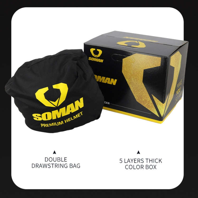 SOMAN Motorcycle Dual Lens Riding Peel-Off Full Coverage Helmet, Size: XL(Matt Black Red)