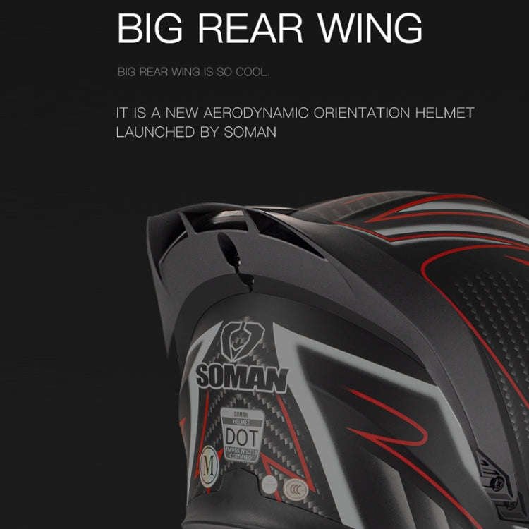 SOMAN Motorcycle Dual Lens Riding Peel-Off Full Coverage Helmet, Size: L(Matt Black)