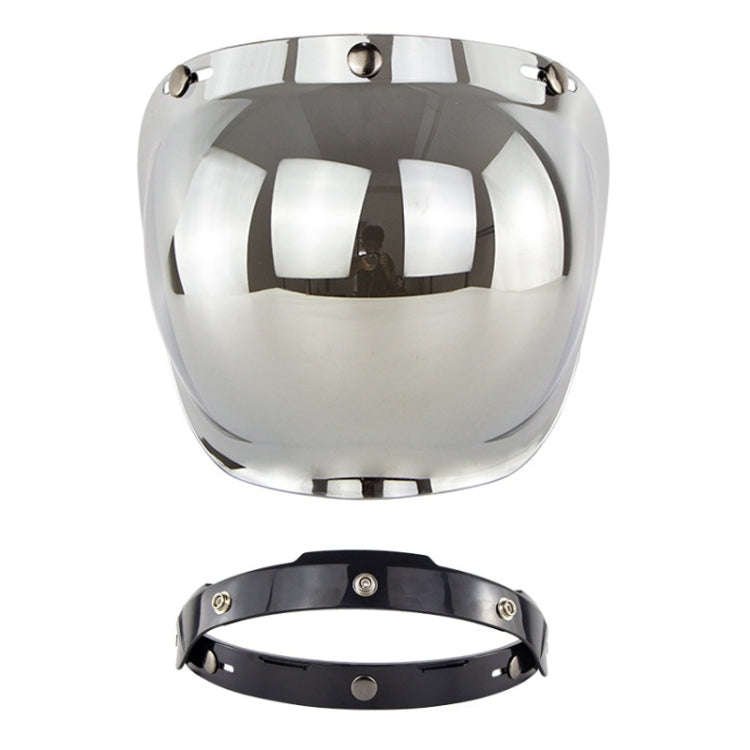Motorcycle Helmet Three-Button Windproof Lens With Bracket(Silver Plated)