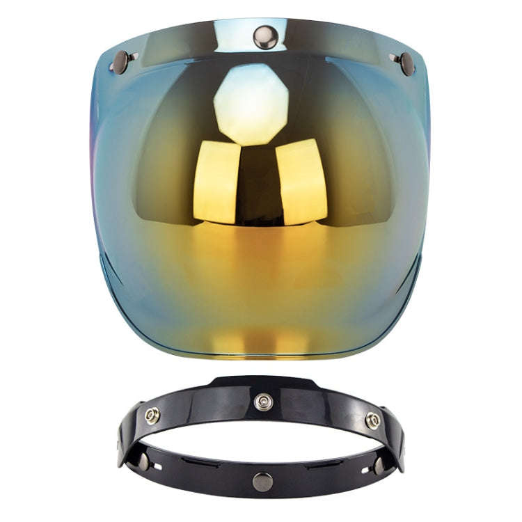 Motorcycle Helmet Three-Button Windproof Lens With Bracket(Gold)