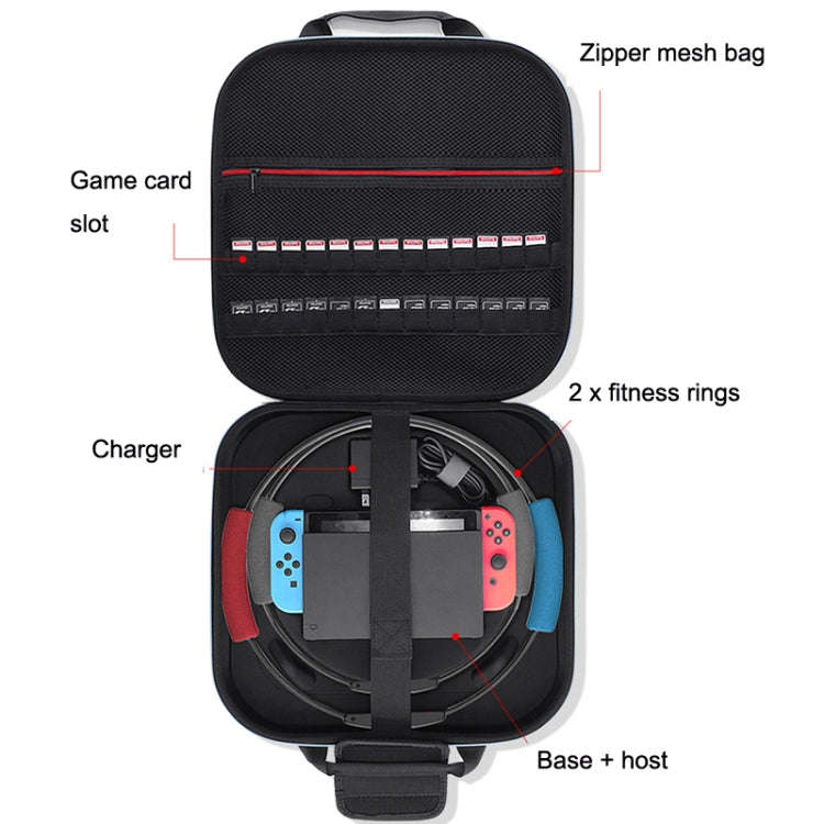 For Nintendo Switch Double Fitness Ring Storage Bag EVA Portable Hard Shell Host Package Accessor...
