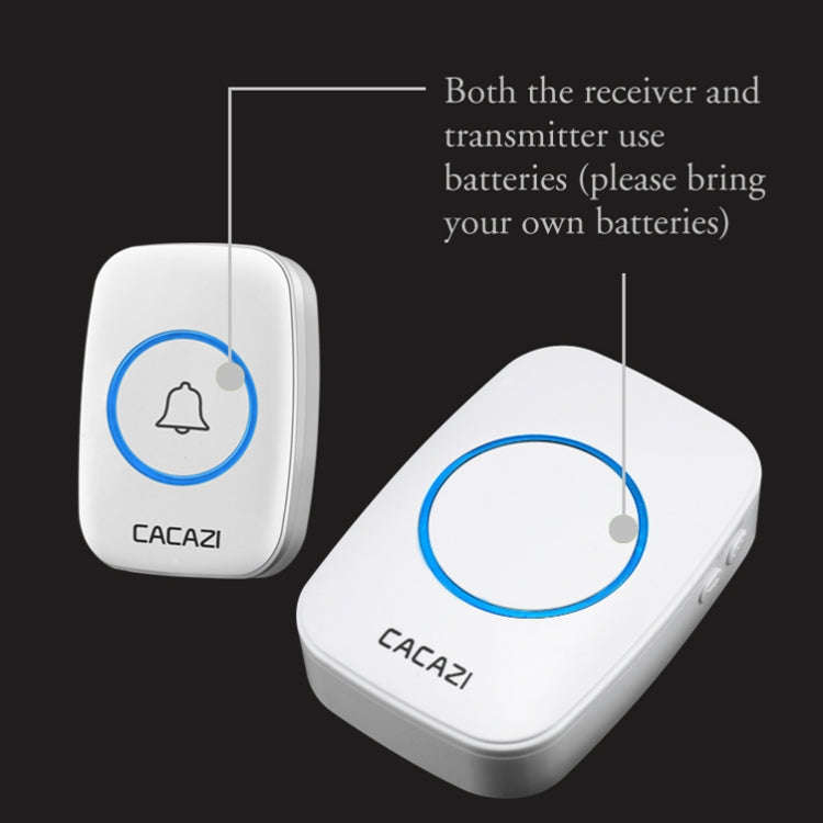 CACAZI A10DC 1 To 2 Battery Type Home Smart Waterproof Electronic Wireless Doorbell(White)