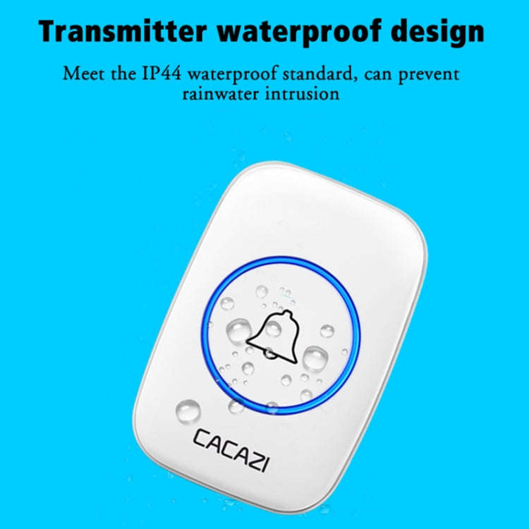 CACAZI A10DC 1 To 2 Battery Type Home Smart Waterproof Electronic Wireless Doorbell(White)