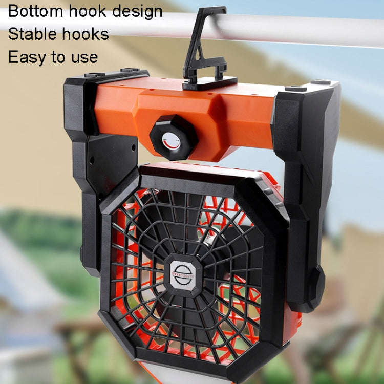 Outdoor Infinitely Variable Speed Portable Large Wind Charging Camping Lighting Fan(Black Green)