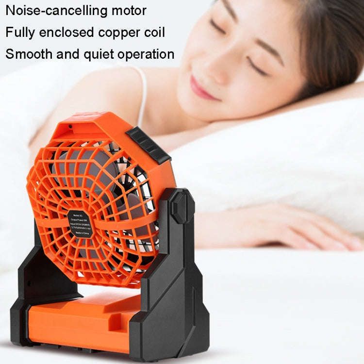 Outdoor Infinitely Variable Speed Portable Large Wind Charging Camping Lighting Fan(Black Green)