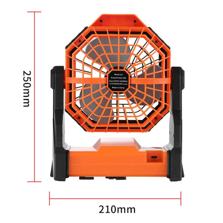 Outdoor Infinitely Variable Speed Portable Large Wind Charging Camping Lighting Fan(Black Green)