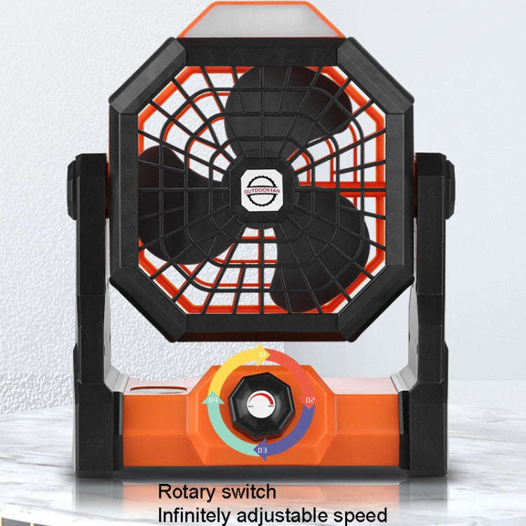 Outdoor Infinitely Variable Speed Portable Large Wind Charging Camping Lighting Fan(Black Green)