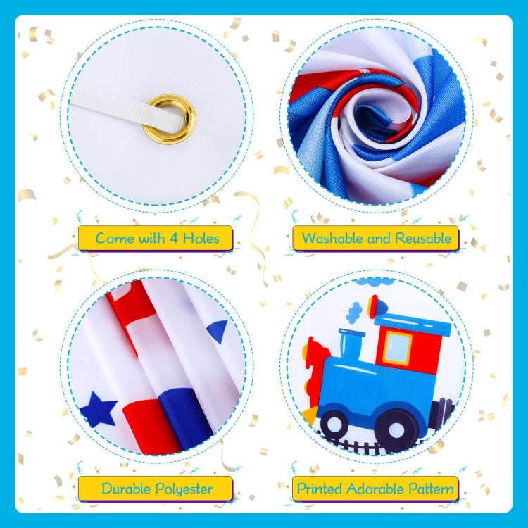 150x100cm Train Cartoon Children Birthday Background Cloth Faber Decoration