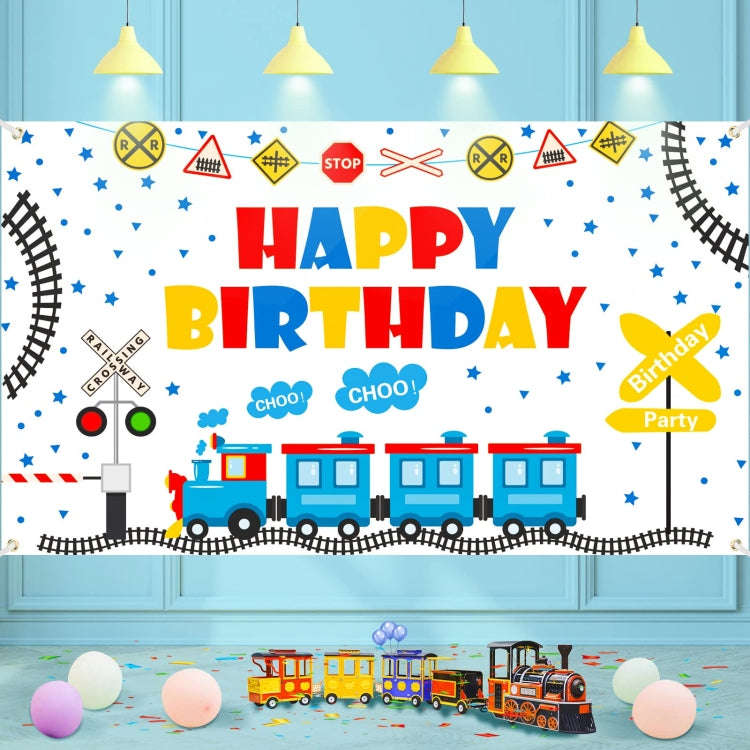 180x180cm Train Cartoon Children Birthday Background Cloth Faber Decoration