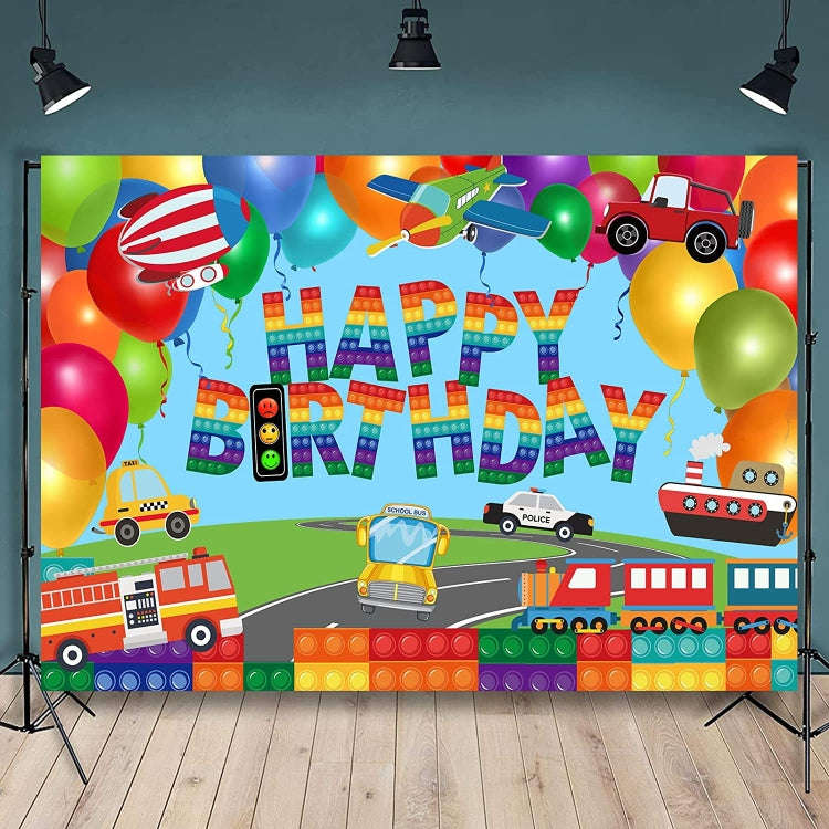 180x110cm Train Fire Truck Party Background Cloth