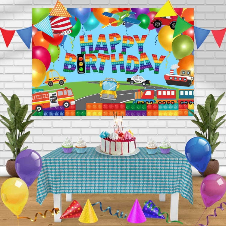 150x100cm Train Fire Truck Party Background Cloth