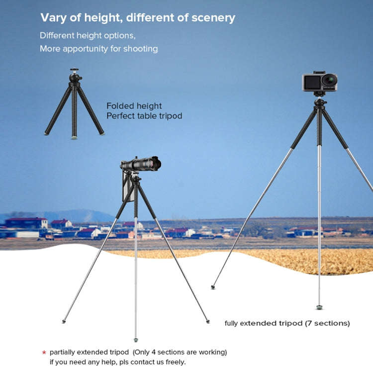 APEXEL APL-JJ09 Mobile Selfie Live Streaming Portable Stretch Telephoto Tripod(Black)