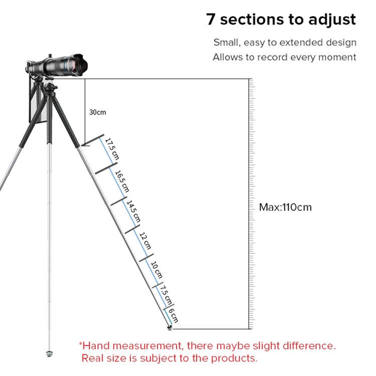 APEXEL APL-JJ09 Mobile Selfie Live Streaming Portable Stretch Telephoto Tripod(Black)