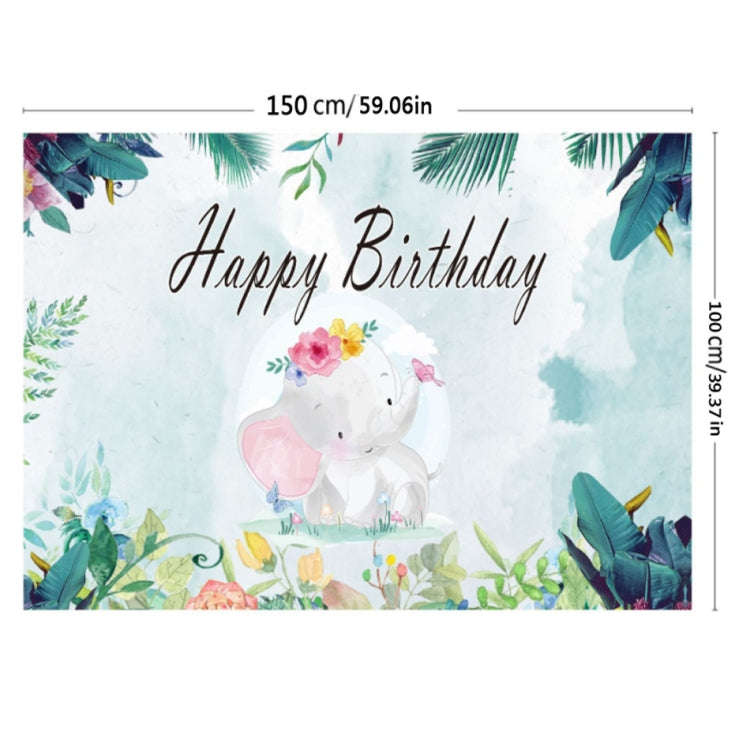 150x100cm Cartoon Cute Elephant Birthday Theme Party Decoration Photography Background Cloth