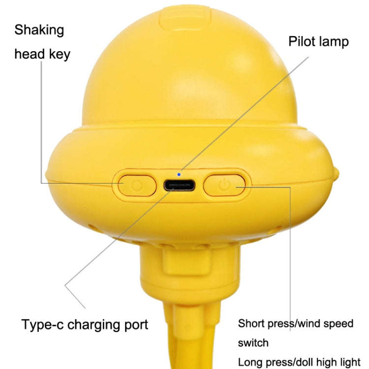 Shaking Head Stroller Fan Leafless Octopus Mute Portable Mini Fan Shaking Head Version (White)