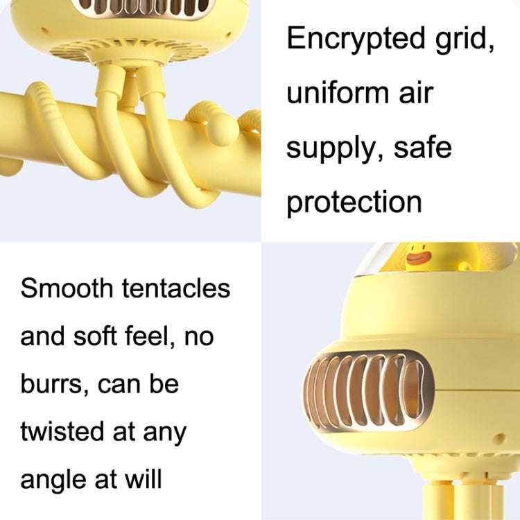 Shaking Head Stroller Fan Leafless Octopus Mute Portable Mini Fan Normal Version (Yellow)