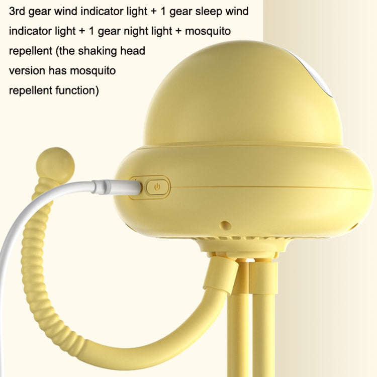 Shaking Head Stroller Fan Leafless Octopus Mute Portable Mini Fan Normal Version (Yellow)