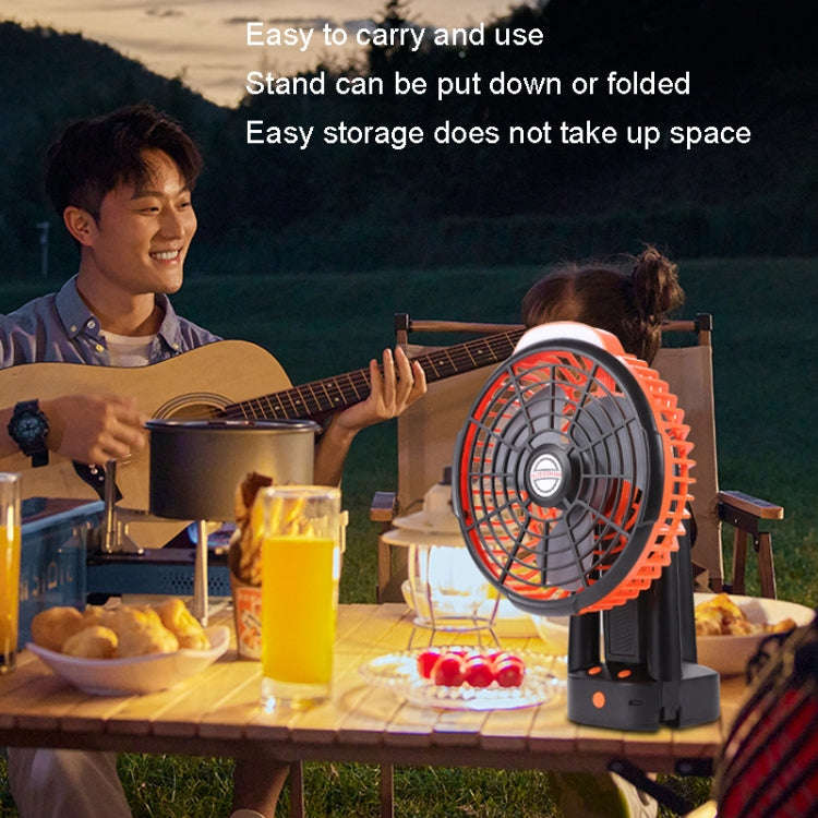 Outdoor Camping USB Charging Fan Tent Swing Head Fan With Tripod LED Light(Black)