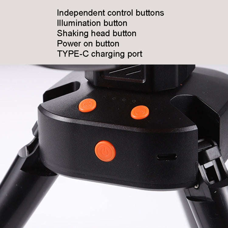 Outdoor Camping USB Charging Fan Tent Swing Head Fan With Tripod LED Light(Black)