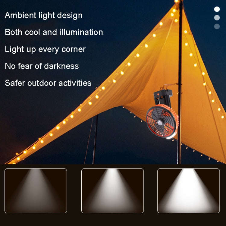 Outdoor Camping USB Charging Fan Tent Swing Head Fan With Tripod LED Light(Black)