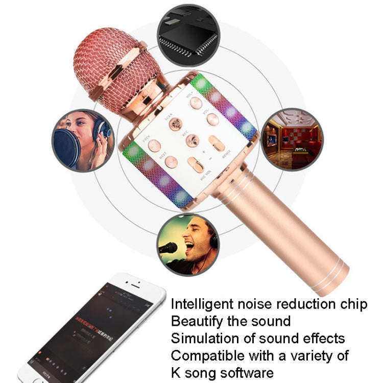 WS-858L LED Light Flashing Wireless Capacitance Microphone Comes With Audio Mobile Phone Bluetoon...