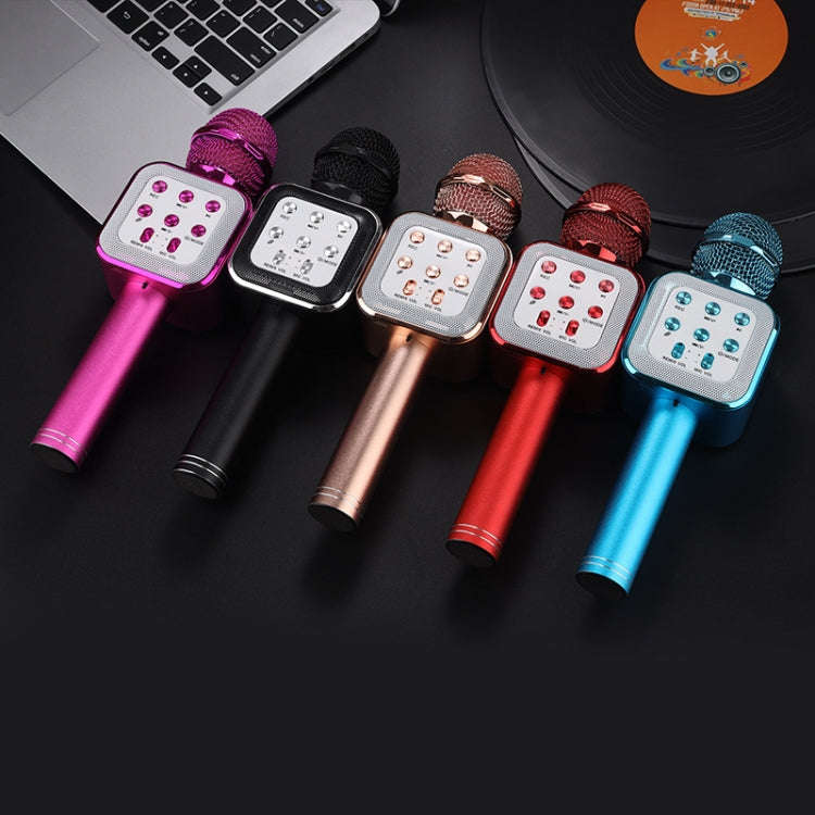 WS-1818 LED Light Flashing Microphone Self-contained Audio Bluetooth Wireless Microphone(Rose Gold)