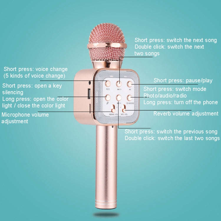 WS-1818 LED Light Flashing Microphone Self-contained Audio Bluetooth Wireless Microphone(Blue)
