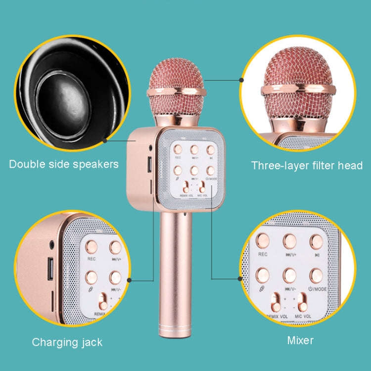 WS-1818 LED Light Flashing Microphone Self-contained Audio Bluetooth Wireless Microphone(Red)
