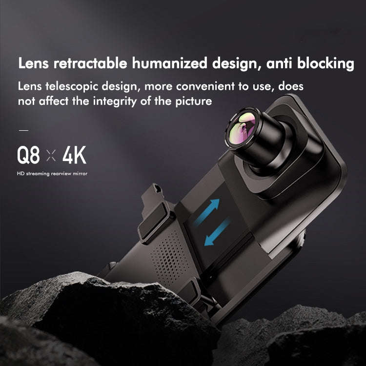 Anytek Q8 4K HD Large Screen Car Recorder Double Record Reversing Image Rear View Mirror Night Vi...