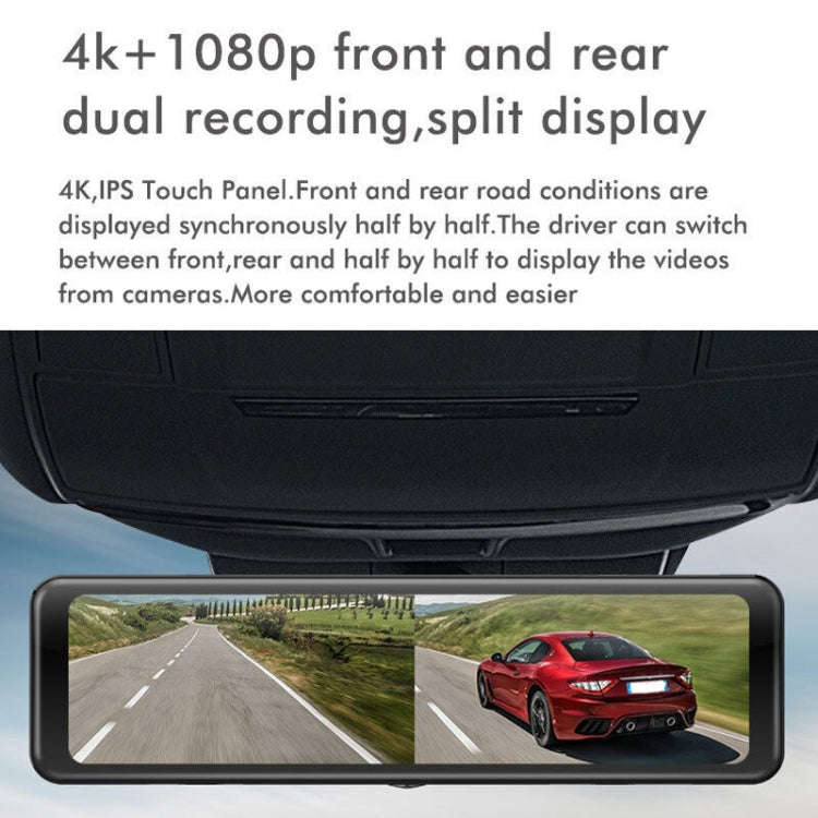 Anytek Q8 4K HD Large Screen Car Recorder Double Record Reversing Image Rear View Mirror Night Vi...