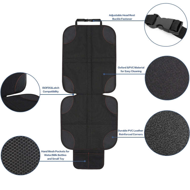 2pcs Child Car Seat Protector Non-Slip Base Material + Waterproof 600D Fabric(Black Line)
