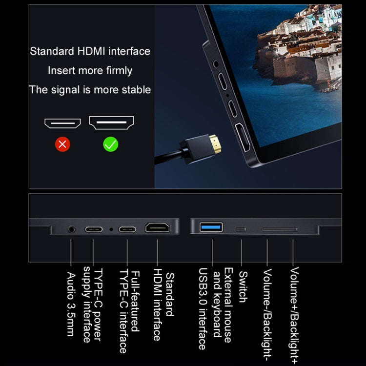 13.3 inch Touch Version 4K Portable External Extended Screen Display For Switch/PS5/Mobile Phone/...
