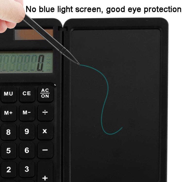Solar Calculator Handwriting Board Learning Office Portable Folding LCD Writing Board(Black)