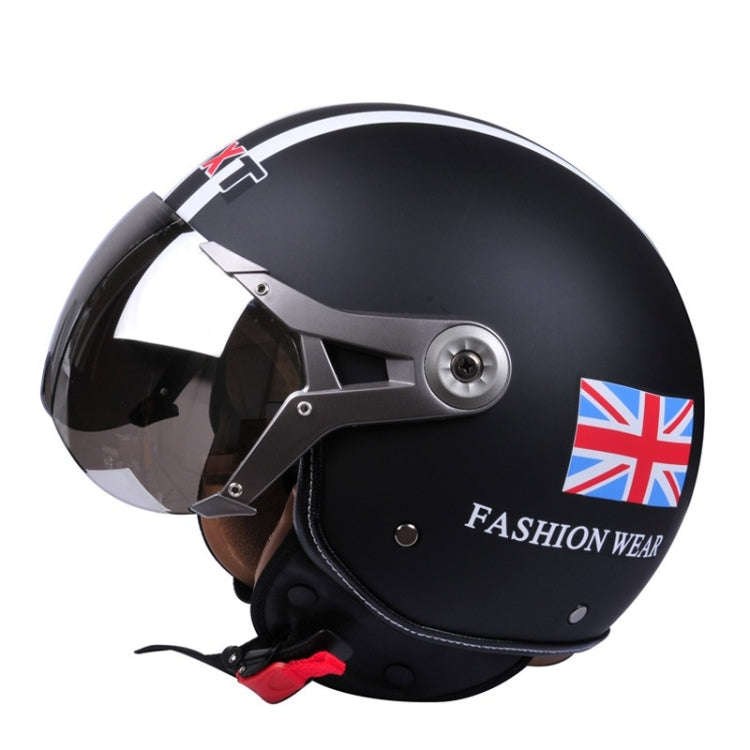 GXT Electric Vehicle Half Cover Helmet Four Seasons Retro Helmet, Size: XL(Matte Black Flower)