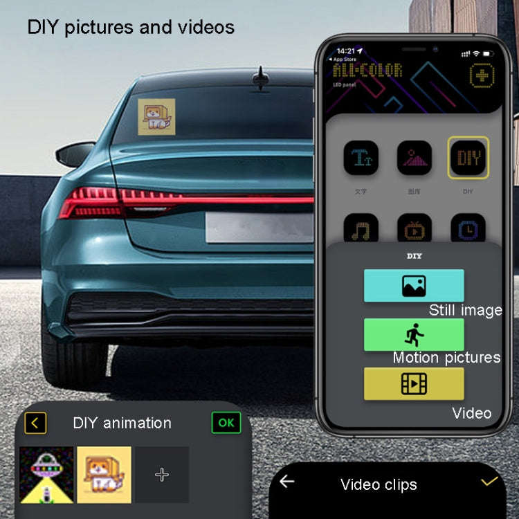 LED Dynamic Emoticon Car Bluetooth Display Screen 5V USB Interface