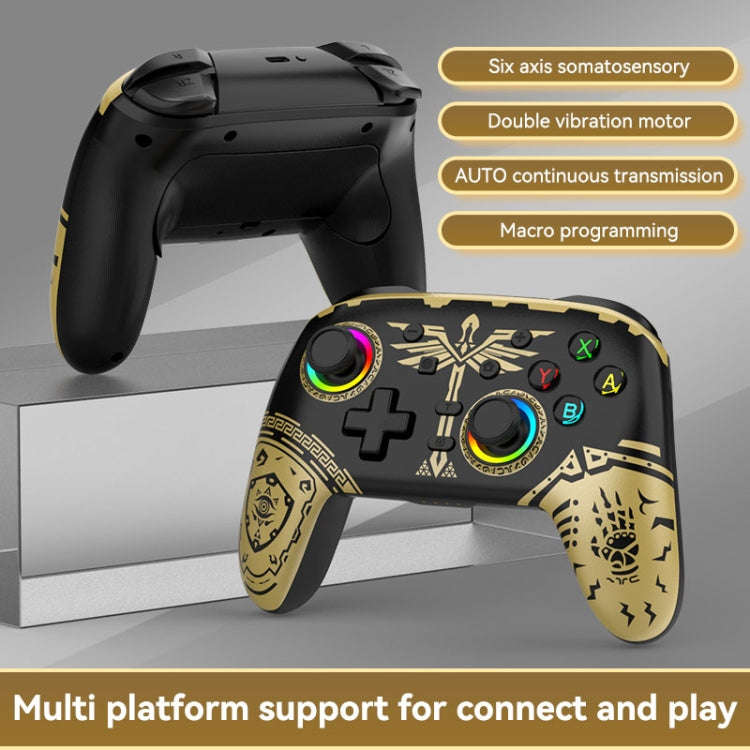 Wireless Bluetooth Somatosensory Vibration Gamepad for Nintendo Switch/Switch PRO, Color: Black Gold