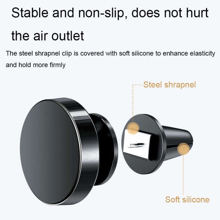 Air Outlet Type Aluminum Alloy Car Magnetic Suction Bracket Navigation Phone Holder(Black)
