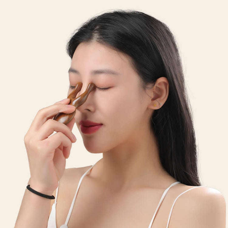 Gold Sandalwood Solid Wood Massage Eye Scraping And Nose Massage, Color Random Delivery