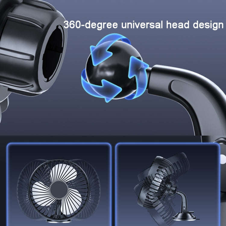 SUITU  12V/24V Mini Car Fan USB Charging Single Head Fan 360 Degree Cooling Fan, Style: Suction C...