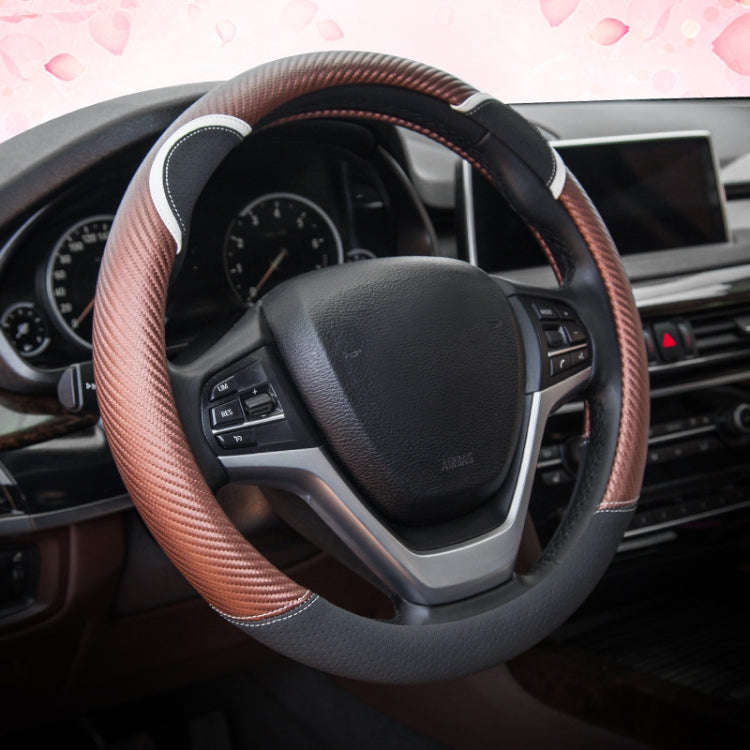 38cm Cute Rabbit Women Cartoon Car Steering Wheel Cover, Color: Round Black Boffee