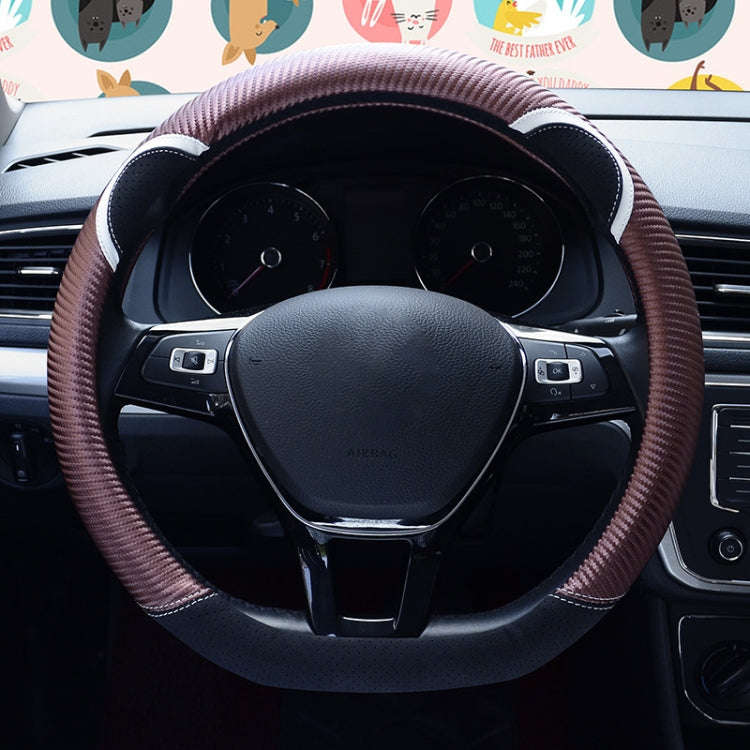 38cm Cute Rabbit Women Cartoon Car Steering Wheel Cover, Color: D Type Black Coffee