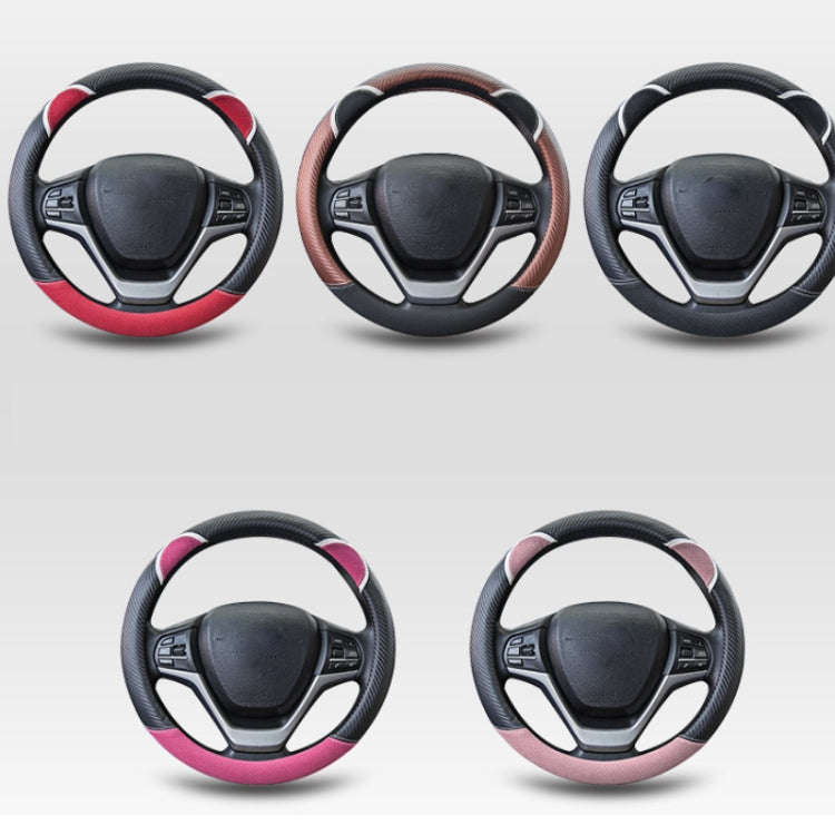 38cm Cute Rabbit Women Cartoon Car Steering Wheel Cover, Color: D Type Black Coffee