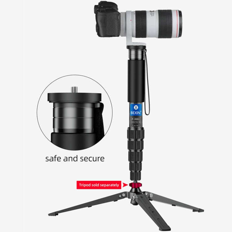 BEXIN P366CF-S Carbon Fiber Monopod Travel Shooting Mobile Phone Live Selfie Bracket Retractable ...