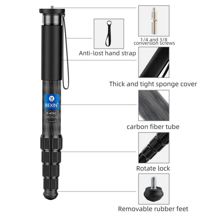 BEXIN P366CF-S Carbon Fiber Monopod Travel Shooting Mobile Phone Live Selfie Bracket Retractable ...