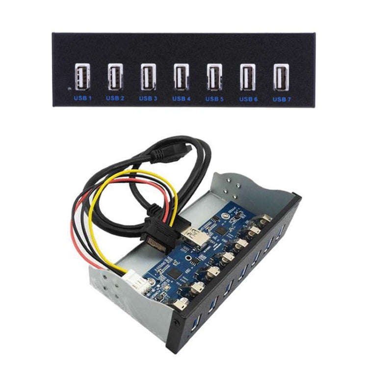 7 Port USB2.0 Optical Drive Bit Front Panel, Style: Side Plug