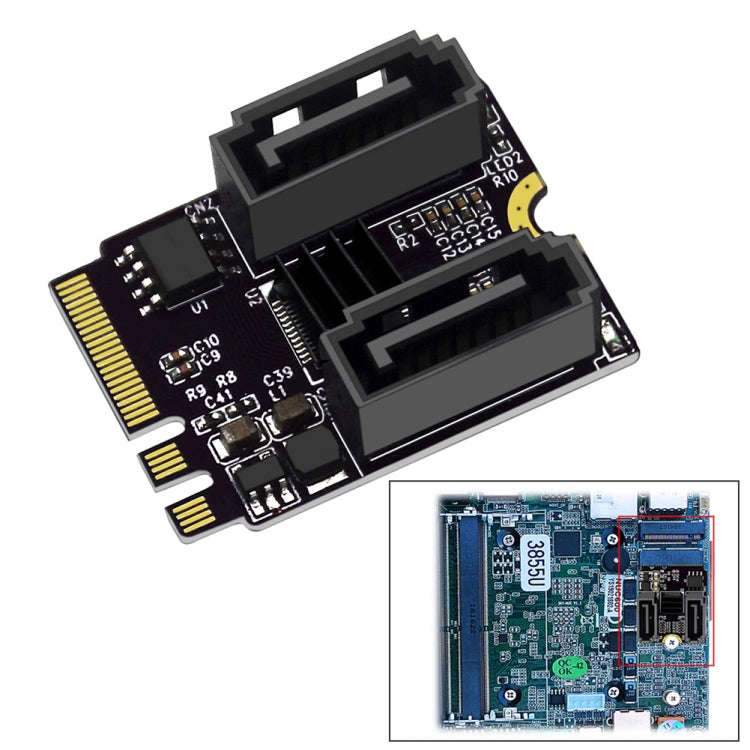 M2 to SATA3.0 Adapter Card PCI-E3.0 Card KEY A+E WiFi M.2 to SATA JMB582 Chip(Black)