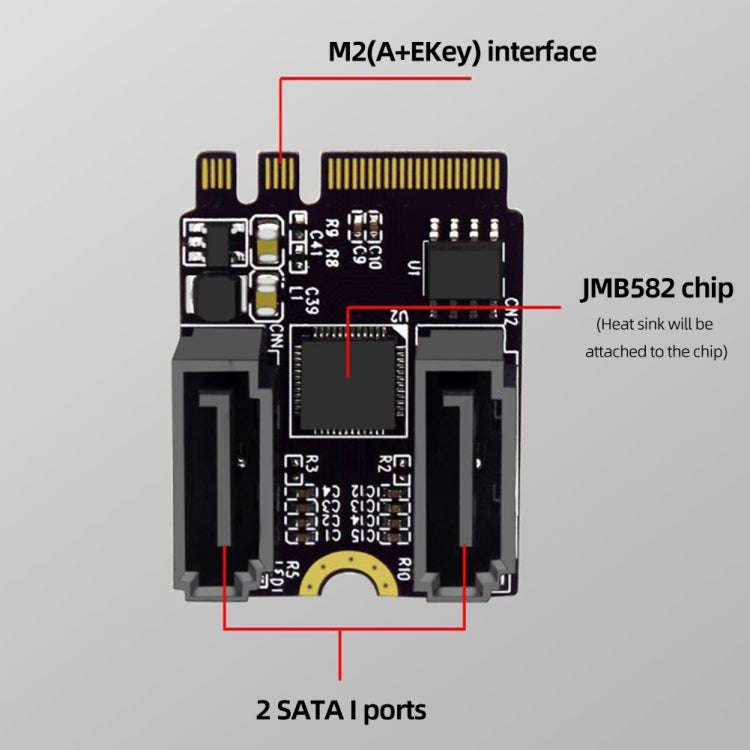 M2 to SATA3.0 Adapter Card PCI-E3.0 Card KEY A+E WiFi M.2 to SATA JMB582 Chip(Black)