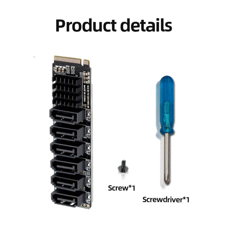 M2 M-EKY PCIE3.0 To SATA6G Transfer Expansion Card 6 Port Hard Disk Expansion Adapter Card(PH516)