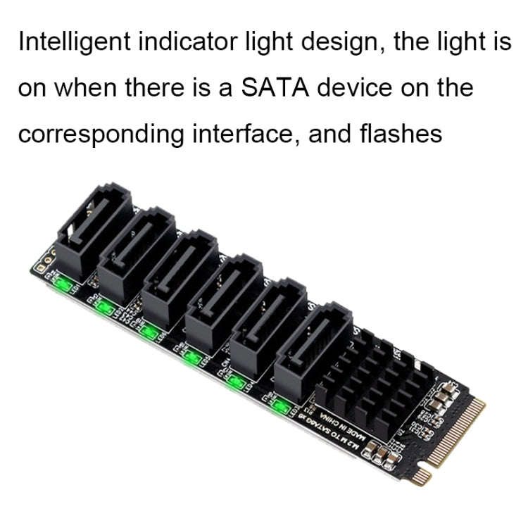 M2 M-EKY PCIE3.0 To SATA6G Transfer Expansion Card 6 Port Hard Disk Expansion Adapter Card(PH516)